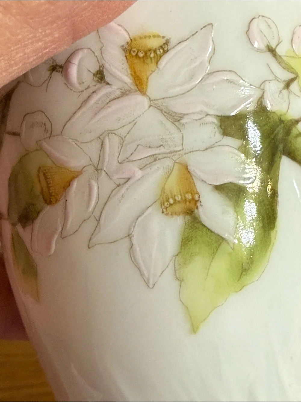 Vintage Porcelain Demitasse Cup and Saucer Hand Paired Floral White Gold Yellow